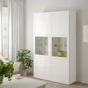 IKEA BESTÅ БЕСТО, комбинация д / хранения+стекл дверц, белое прозрачное стекло Hanviken / Sindvik, 120x42x193 см 190.594.39 фото thumb №6