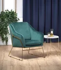 Кресло мягкое HALMAR SOFT 3 золотой каркас, темно-зеленый фото thumb №2