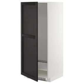 IKEA METOD МЕТОД, висока шафа для холодильнка / морозил, білий / ЛЕРХЮТТАН чорна морилка, 60x60x140 см 392.578.05 фото