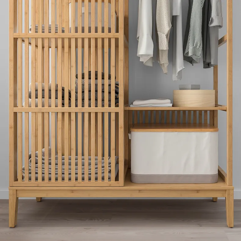 IKEA NORDKISA НОРДКІСА, відкритий гардероб із розсувн дверц, бамбук, 120x186 см 004.394.68 фото №9