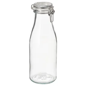 IKEA KORKEN КОРКЕН, банка с крышкой, в форме бутылки, прозрачное стекло, 1.4 l 505.413.74 фото