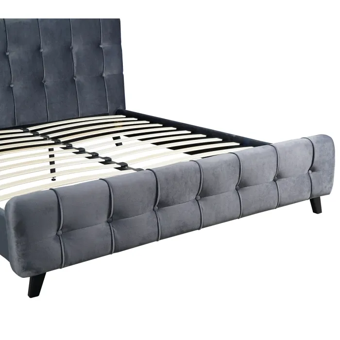Кровать двуспальная бархатная MEBEL ELITE LINO Velvet, 160x200 см, Серый фото №9