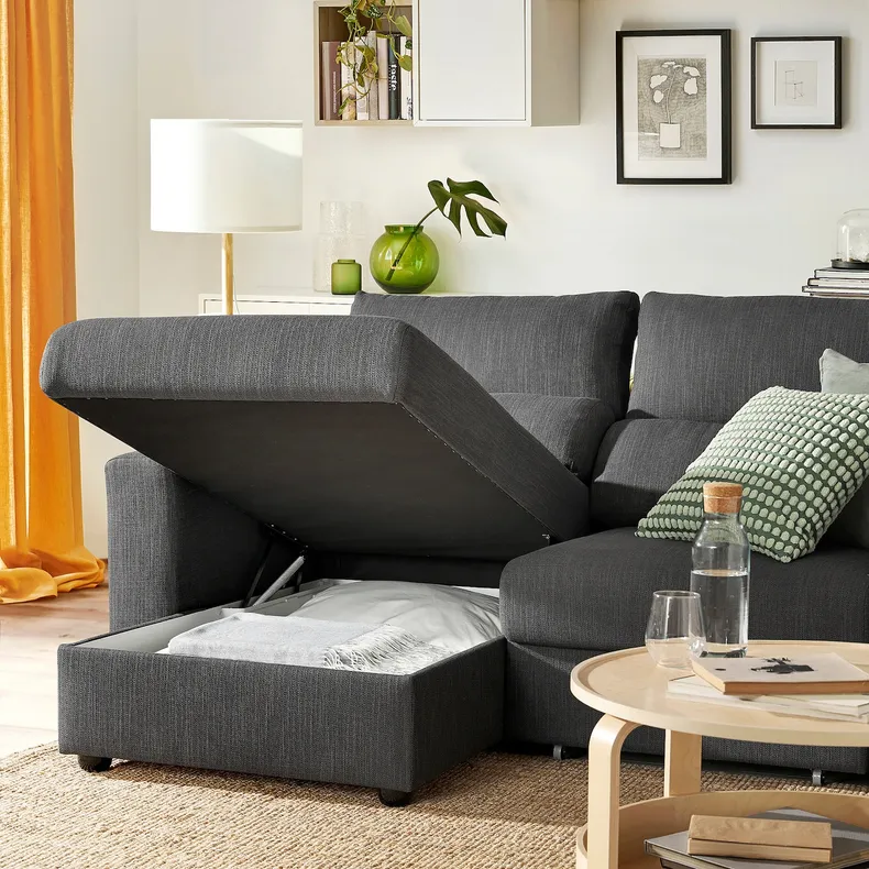 IKEA ESKILSTUNA ЭСКИЛЬСТУНА, 3-местный диван с козеткой, Hillared антрацит 595.201.93 фото №6