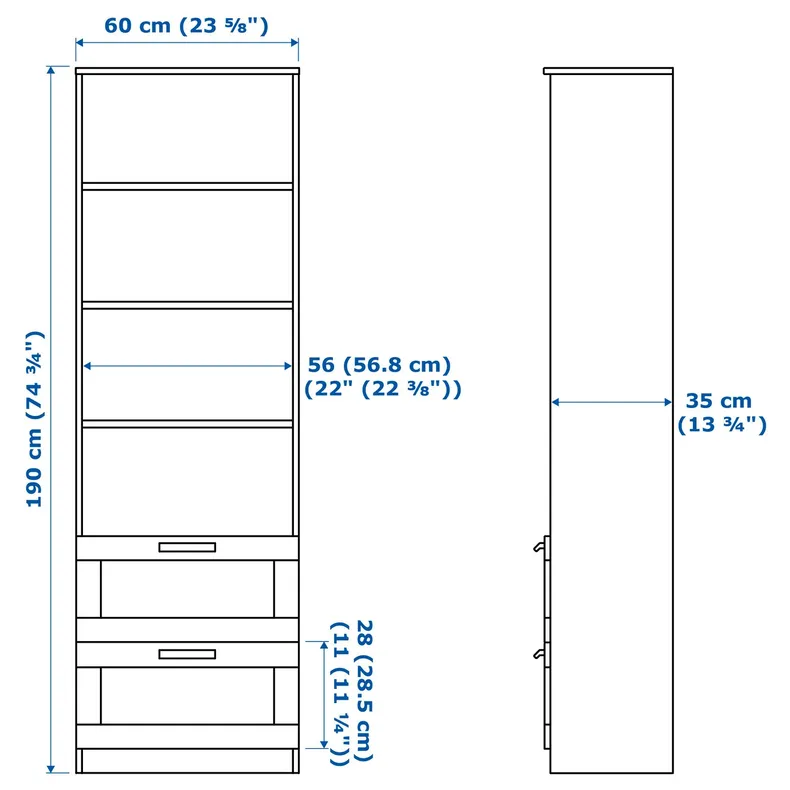IKEA BRIMNES БРІМНЕС / BURHULT БУРХУЛЬТ, комбінація шаф для телевізора, білий, 258x41x190 см 793.986.72 фото №10