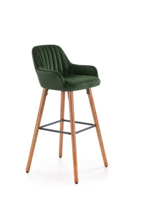 Барный стул бархатный HALMAR H93 Velvet, ножки - орех, обивка - зеленый фото