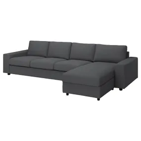 IKEA VIMLE ВИМЛЕ, 4-местный диван с козеткой, с широкими подлокотниками/Галларп серый 094.017.72 фото