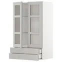 IKEA METOD МЕТОД / MAXIMERA МАКСІМЕРА, шафа навісна, 2 скл дверцят / 2 шухл, білий / світло-сірий Lerhyttan, 60x100 см 594.555.31 фото thumb №1