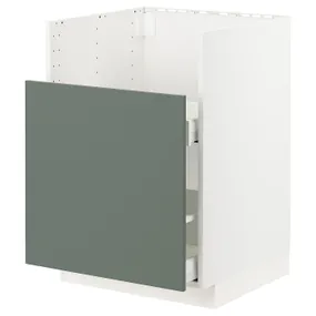 IKEA METOD МЕТОД, шкаф для мойки ТАЛЛШЁН, белый / бодарский серо-зеленый, 60x60 см 195.506.05 фото