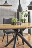 Кухонний стіл розкладний HALMAR DERRICK 160-200x90 см натуральний дуб/чорний фото thumb №3