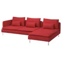 IKEA SÖDERHAMN СЕДЕРХАМН, 4-місний диван із кушеткою, і відкритий кінець Tonerud/червоний 795.144.74 фото thumb №1