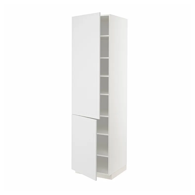 IKEA METOD МЕТОД, высокий шкаф с полками / 2 дверцы, белый / Стенсунд белый, 60x60x220 см 394.696.66 фото №1