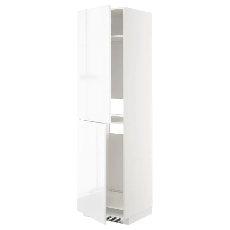 IKEA METOD МЕТОД, висока шафа для холодильнка / морозил, білий / ВОКСТОРП глянцевий / білий, 60x60x220 см 392.540.34 фото №1