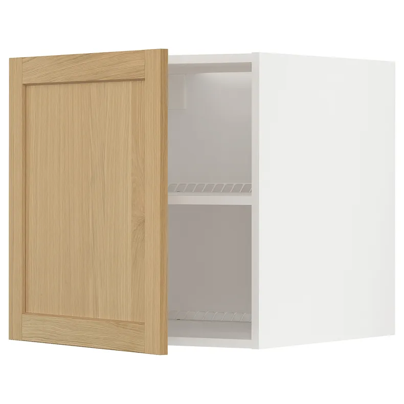 IKEA METOD МЕТОД, верхня шафа для холодильн / мороз кам, білий / ФОРСБАККА дуб, 60x60 см 795.093.16 фото №1