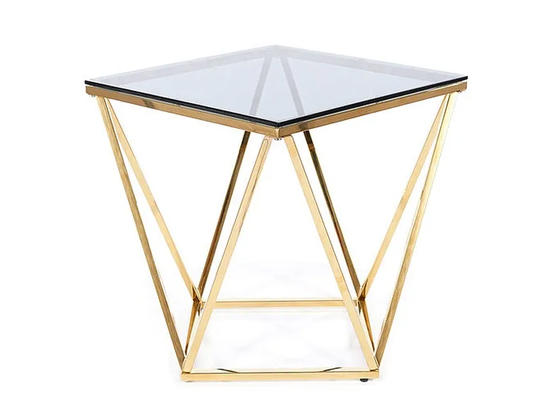 Журнальний столик скляний SIGNAL SILVER B, 50x50 см, димчасте скло / золото фото №3