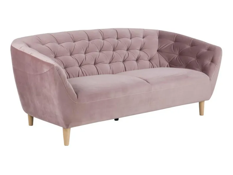 BRW тримісний диван Ria 3 стьобаний велюровий пудрово-рожевий SO-RIA-3S--VIC_18 фото №1
