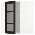 IKEA METOD МЕТОД, кутова настін шафа, полиці / скл двер, білий / ЛЕРХЮТТАН чорна морилка, 68x80 см 892.575.77 фото thumb №1