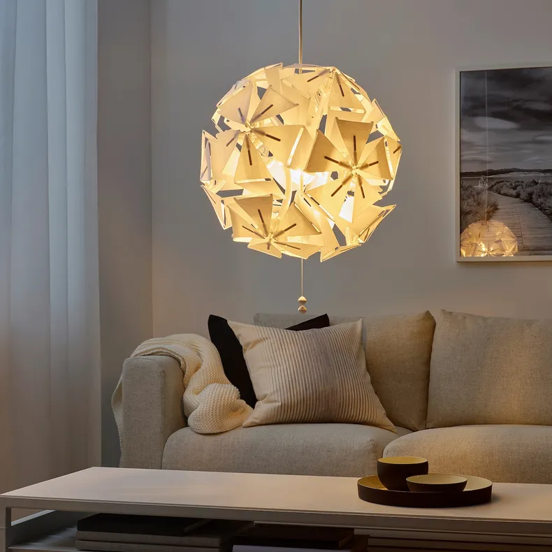 IKEA RAMSELE РАМСЕЛЕ, подвесной светильник, геометрический / белый, 43 см 504.070.97 фото №6