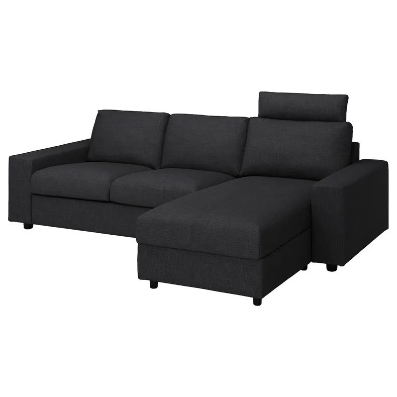 IKEA VIMLE ВІМЛЕ, 3-місний диван із кушеткою, з широкими підлокітниками з підголівником / пагорбкуватий антрацит 594.327.71 фото №1