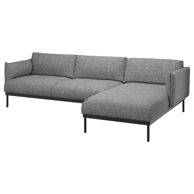 IKEA ÄPPLARYD ЭППЛАРЮД, 3-местный диван с козеткой, Lejde серо-черный 694.180.67 фото №2
