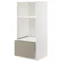 IKEA METOD МЕТОД / MAXIMERA МАКСИМЕРА, высокий шкаф д / духовки / СВЧ с ящиком, белый / матовый темно-бежевый, 60x60x140 см 394.917.28 фото