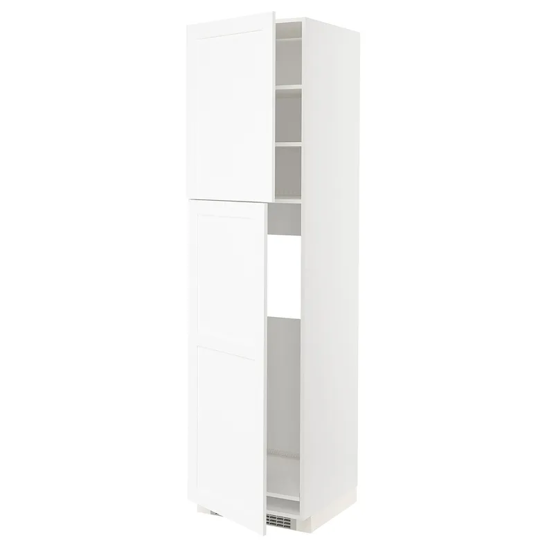IKEA METOD МЕТОД, висока шафа для холодильника, 2 дв, білий Енкопінг / білий імітація дерева, 60x60x220 см 994.735.33 фото №1