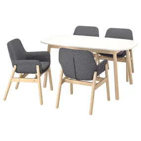 IKEA VEDBO ВЕДБУ / VEDBO ВЕДБУ, стіл+4 стільці, білий / береза, 160x95 см 093.068.93 фото