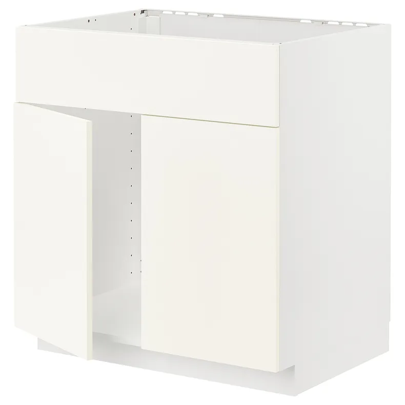 IKEA METOD МЕТОД, шкаф под мойку / 2 двери / фасад, белый / Вальстена белый, 80x60 см 095.071.46 фото №1