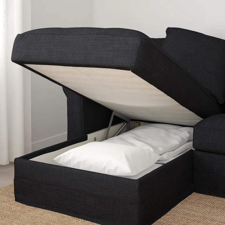 IKEA GRÖNLID ГРЕНЛІД, 3-місний диван-ліжко, з шезлонгом / антрацит пагорбкуватий 195.364.50 фото №4
