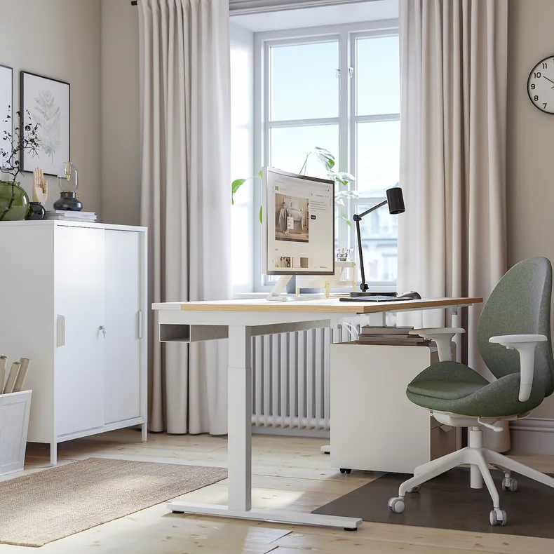 IKEA MITTZON МІТТЗОН, письмовий стіл, дуб білий okl, 160x80 см 195.291.24 фото №3