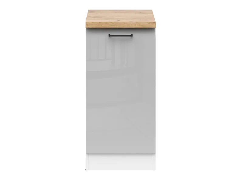 BRW Junona Line базовый шкаф для кухни 40 см правый с топом светло-серый глянец, белый/светло-серый глянцевый/крафтовый дуб золотой D1D/40/82_P_ZBL-BI/JSZP/DCRZ фото №1