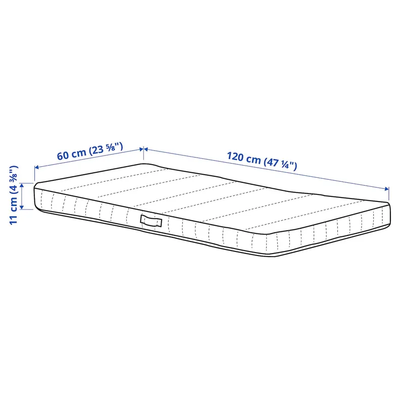 IKEA JÄTTETRÖTT ЄТТЕТРЕТТ, матр із блоком нез пружин д / дит ліж, білий, 60x120x11 см 403.210.04 фото №7