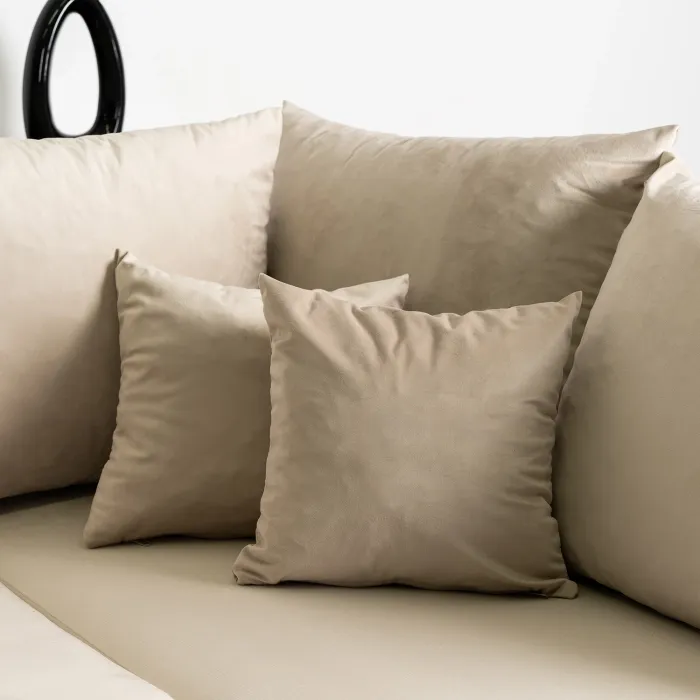 Угловой диван бархатный MEBEL ELITE MARKUS Velvet, 238 см, бежевый (правый) фото №5