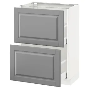 IKEA METOD МЕТОД / MAXIMERA МАКСИМЕРА, напольный шкаф с 2 ящиками, белый / бодбинский серый, 60x37 см 090.514.48 фото