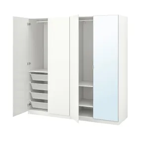 IKEA PAX ПАКС / FARDAL/ÅHEIM, гардероб, комбінація, білий глянець/дзеркало, 200x60x201 см 693.956.74 фото