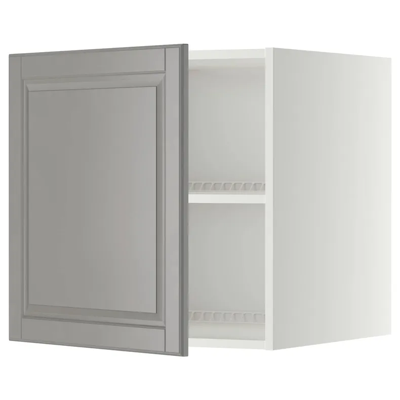 IKEA METOD МЕТОД, верхний шкаф д / холодильн / морозильн, белый / бодбинский серый, 60x60 см 994.591.98 фото №1
