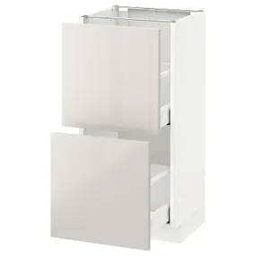 IKEA METOD МЕТОД / MAXIMERA МАКСІМЕРА, підлогова шафа з 2 шухлядами, білий / Ringhult світло-сірий, 40x37 см 391.425.84 фото