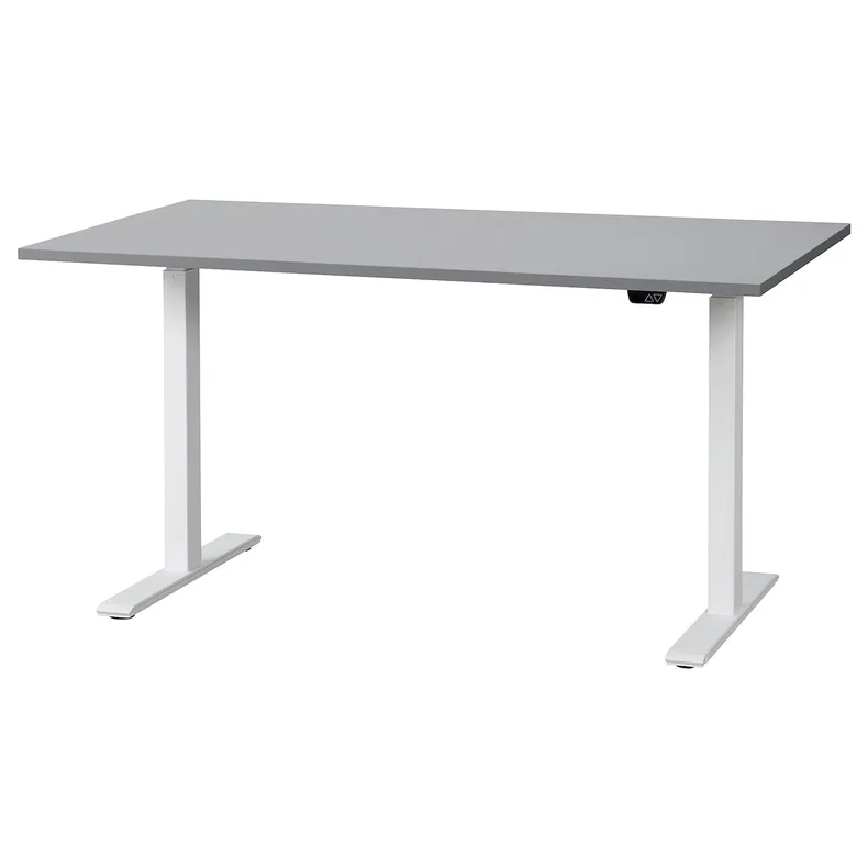IKEA RODULF РОДУЛЬФ, стіл регульований, сірий / білий, 140x80 см 993.261.70 фото №1