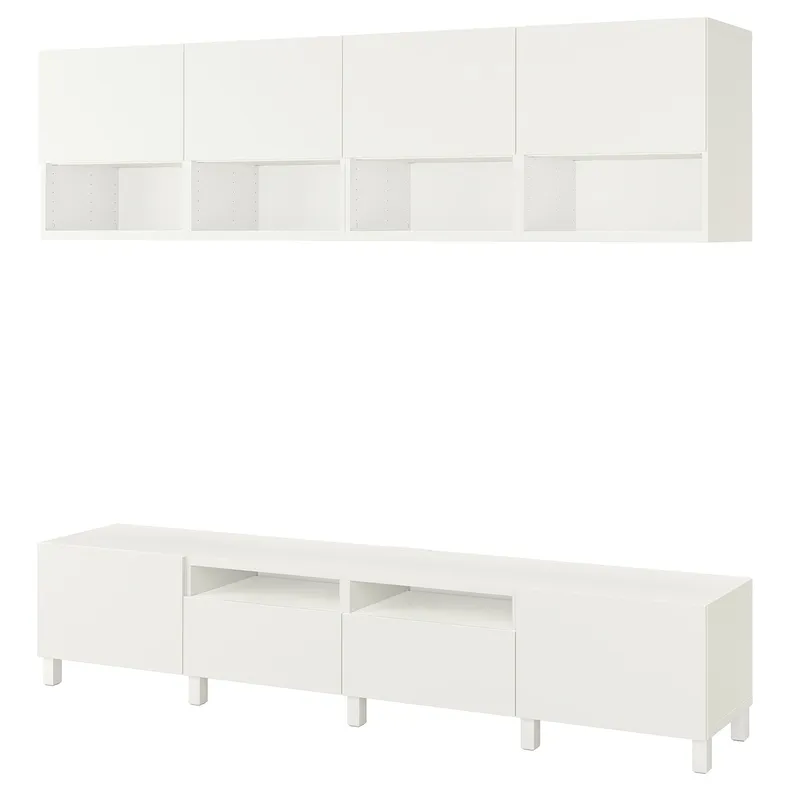 IKEA BESTÅ БЕСТО, шкаф для ТВ, комбинация, белый / Лаппвикен / Стуббарп белый, 240x42x230 см 494.119.72 фото №1