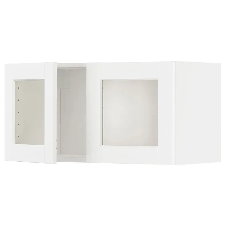 IKEA METOD МЕТОД, шафа навісна із 2 скляними дверцят, білий Енкопінг / білий імітація дерева, 80x40 см 894.734.73 фото №1
