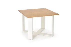 Журнальний стіл HALMAR CROSS 67x67 см золотий дуб/білий фото