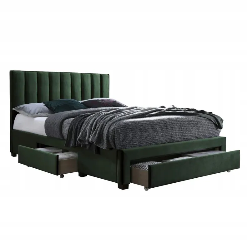 Двоспальне ліжко HALMAR З ящиками Grace 160x200 см темно-зелений фото №1