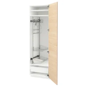 IKEA METOD МЕТОД / MAXIMERA МАКСІМЕРА, висока шафа із приладд д / прибирання, білий / АСКЕРСУНД під світлий ясен, 60x60x200 см 893.737.94 фото