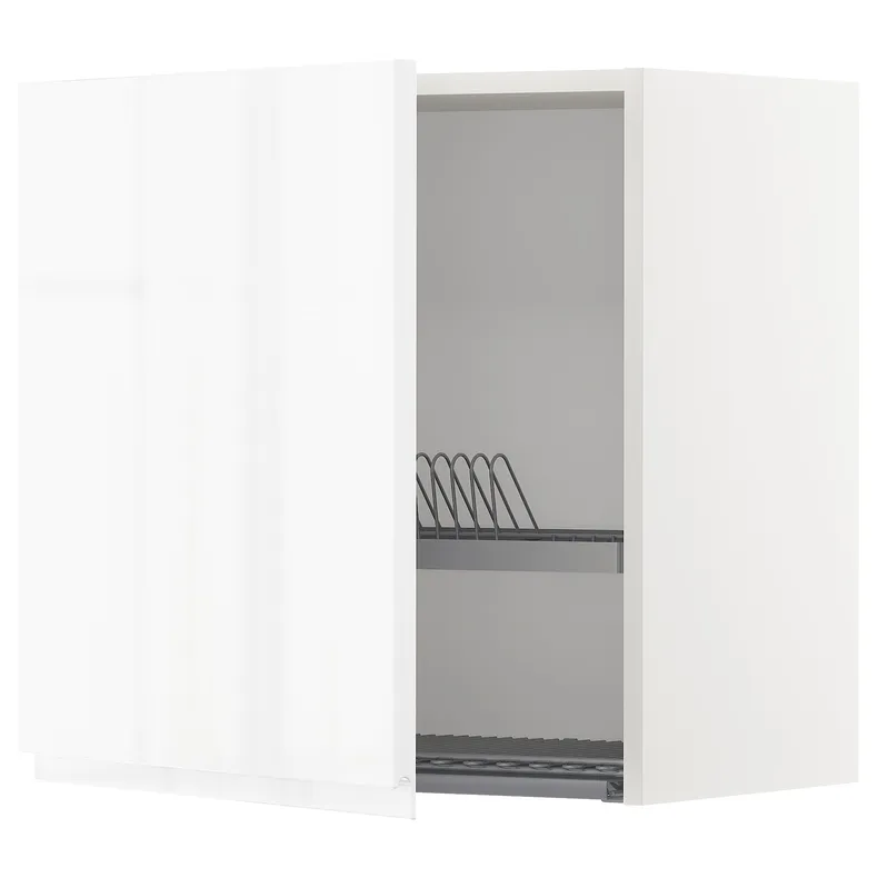 IKEA METOD МЕТОД, навесной шкаф с сушилкой, белый / Воксторп глянцевый / белый, 60x60 см 294.616.42 фото №1