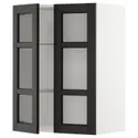IKEA METOD МЕТОД, настінна шафа, полиці / 2 склх дверц, білий / ЛЕРХЮТТАН чорна морилка, 60x80 см 894.604.56 фото thumb №1