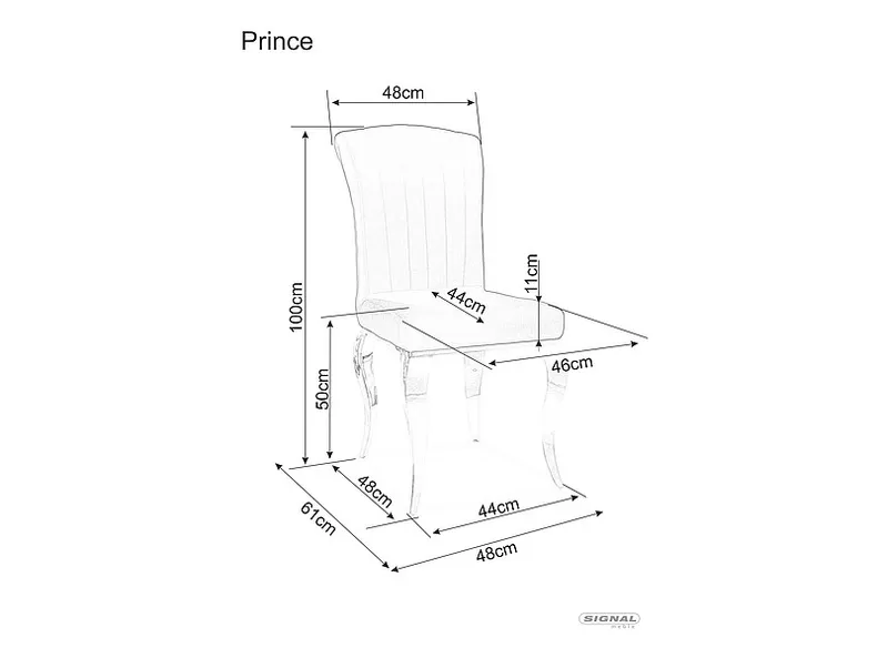 Стол обеденный SIGNAL PRINCE, черный / хром 90х180 фото №2