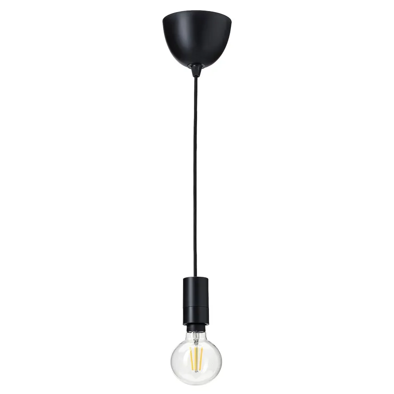 IKEA SUNNEBY СУННЕБЮ / TRÅDFRI ТРОДФРИ, подвесной светильник с лампочкой, черный / умный теплый белый 895.170.14 фото №1