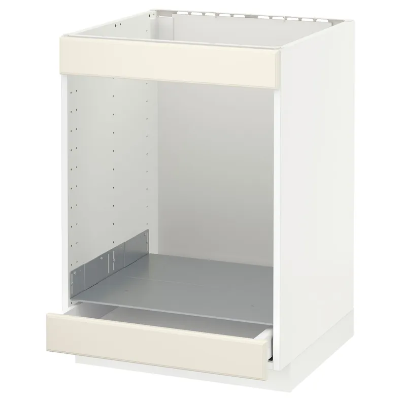 IKEA METOD МЕТОД / MAXIMERA МАКСІМЕРА, підлогова шафа для плити+дух з шухл, білий / БУДБІН кремово-білий, 60x60 см 590.043.79 фото №1
