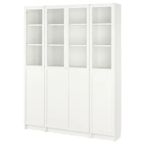 IKEA BILLY БІЛЛІ / OXBERG ОКСБЕРГ, комбін книжк шаф з панел / склян двер, білий, 160x202 см 394.836.05 фото