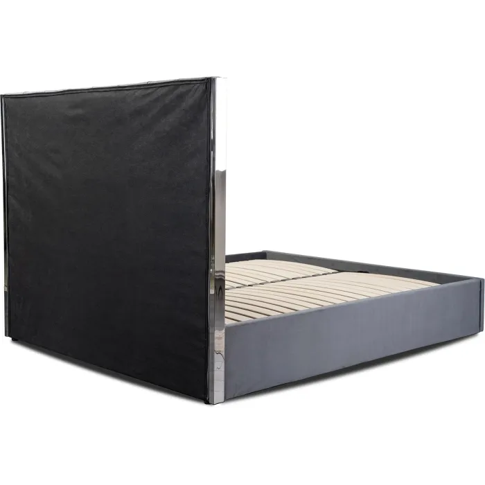 Кровать двуспальная бархатная MEBEL ELITE EMILIO Velvet, 160x200 см, Серый фото №10