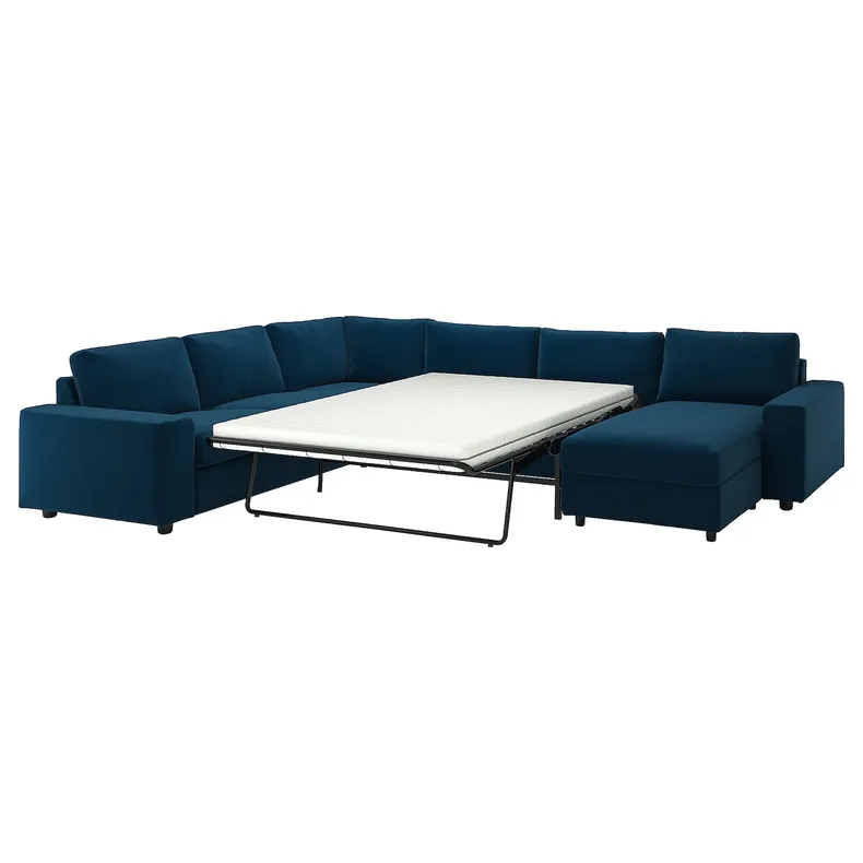 IKEA VIMLE ВИМЛЕ, углов 5-мест диван-кровать+козетка, с широкими подлокотниками/Djuparp темно-зелено-голубой 795.372.44 фото №1